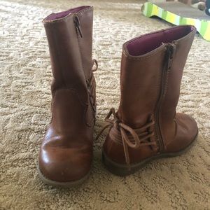 Cat & jack tall boots bow 10 brown leather